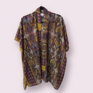 David And Young Womens Semi Sheer Paisley Print Flowy Lightweight Kimono Size OS